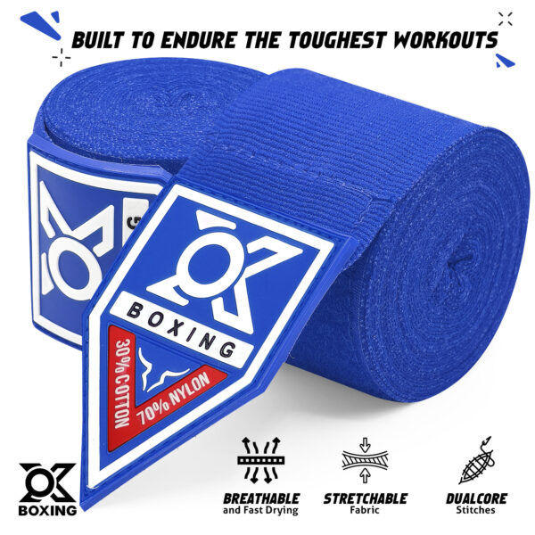 Blue Boxing Hand Wraps – Durable, Stretchable & Comfortable - Image 3