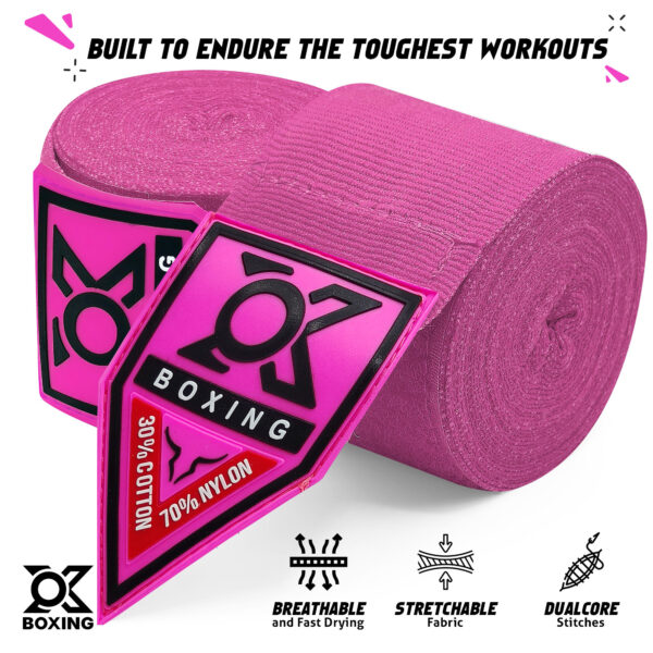 Pink Boxing Hand Wraps – Stylish, Strong & Comfortable - Image 3
