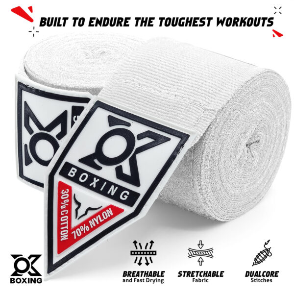 White Boxing Hand Wraps – Professional Training Protection - Image 3