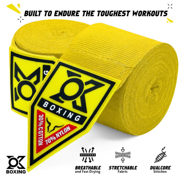 Yellow Boxing Hand Wraps – Bright, Durable & Protective - Image 3