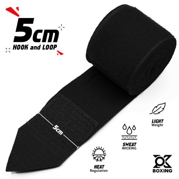Premium Black Boxing Hand Wraps – Durable & Comfortable Support - Image 2