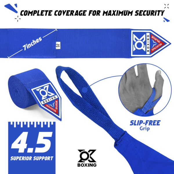 Blue Boxing Hand Wraps – Durable, Stretchable & Comfortable - Image 5