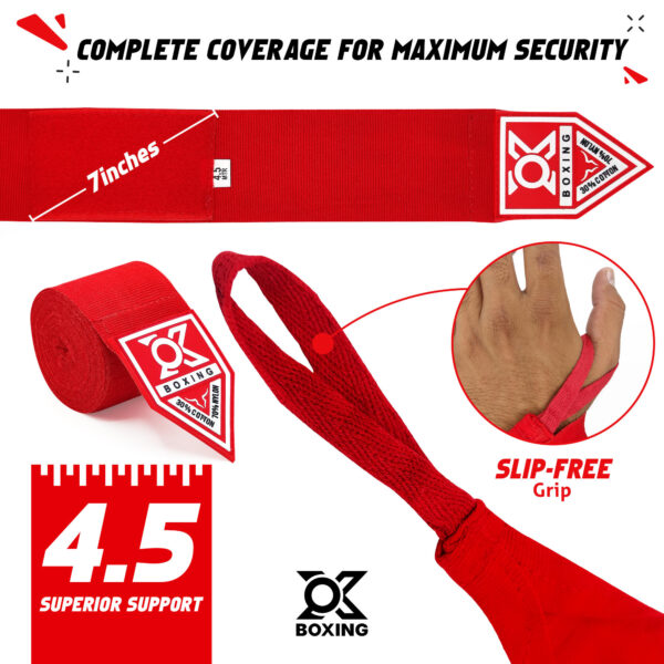 Red Boxing Hand Wraps – Strong, Durable & Professional Support - Image 5