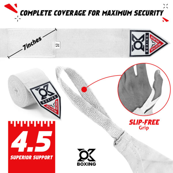 White Boxing Hand Wraps – Professional Training Protection - Image 5